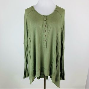 Free People Green Oversized Thermal Top Medium